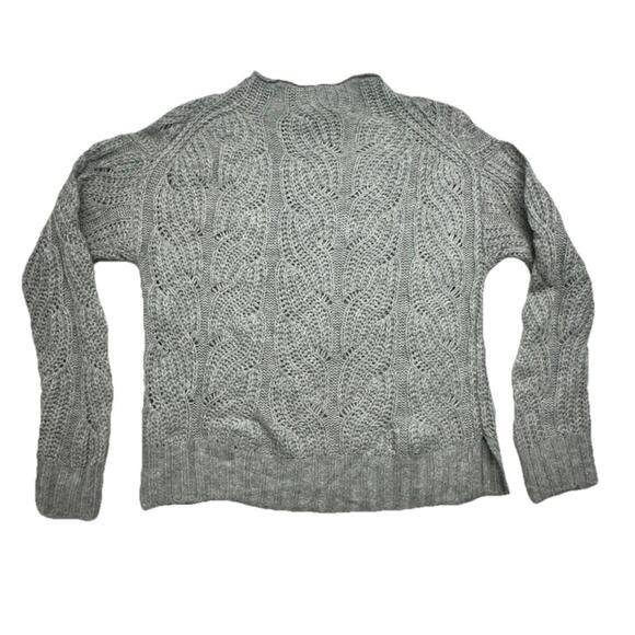 J. Crew Womens Size Medium Pointelle cable sweater Gray Alpaca - Picture 7 of 7